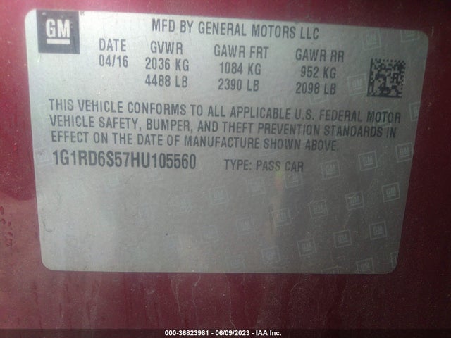 Chevrolet Volt Premier 2017 1G1RD6S57HU105560 Image 9