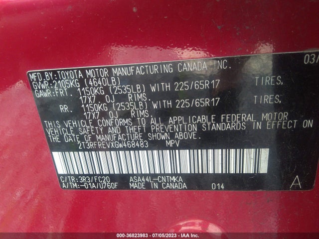 Toyota Rav4 Xle 2016 2T3RFREVXGW468483 Image 16