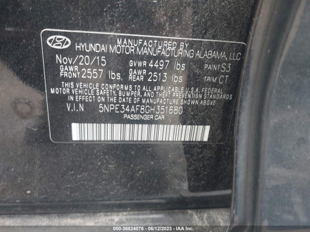 Hyundai Sonata 2.4l Limited 2016 5NPE34AF8GH351680 Image 15