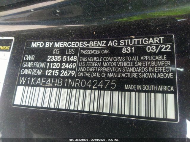 W1KAF4HB1NR042475 Mercedes-Benz C-class C 300