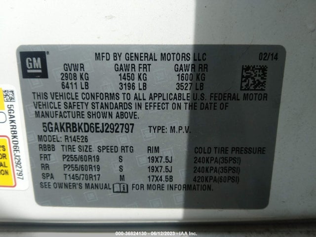 Buick Enclave Leather 2014 5GAKRBKD6EJ292797 Image 9