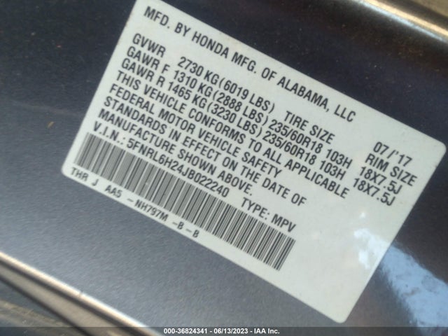 Honda ODYSSEY LX 2018 5FNRL6H24JB022240 Image 9