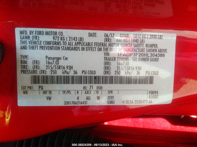 Ford FOCUS SE 2017 1FADP3F20HL304386 Image 9
