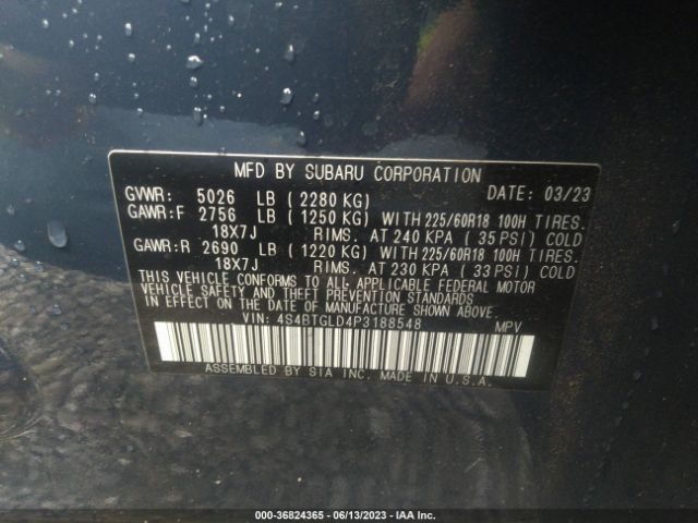 4S4BTGLD4P3188548 Subaru Outback Onyx Edition Xt