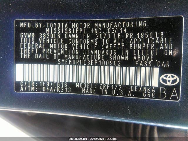 Toyota COROLLA LE 2014 5YFBURHE3EP100902 Image 16