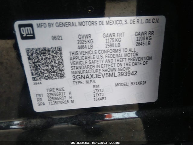 Chevrolet EQUINOX LT 2021 3GNAXJEV5ML393942 Image 9
