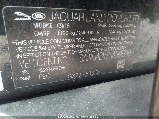 2017 JAGUAR XE 35T PREMIUM VIN: SAJAJ4BV7HA968749