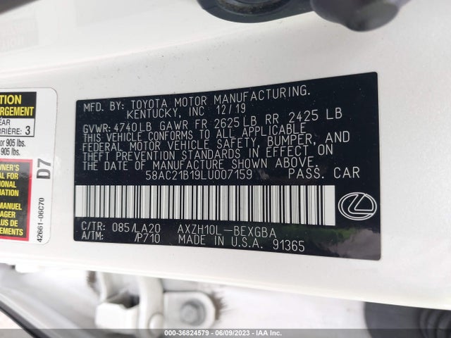 2020 Lexus ES, VIN: 58AC21B19LU007159