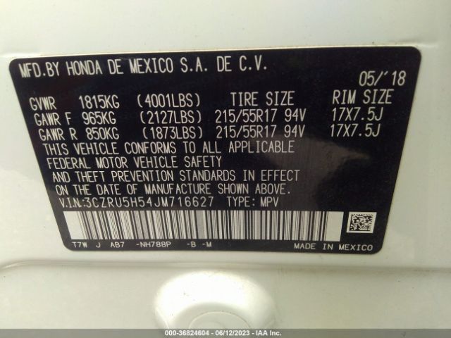 Honda HR-V EX 2018 3CZRU5H54JM716627 Image 9
