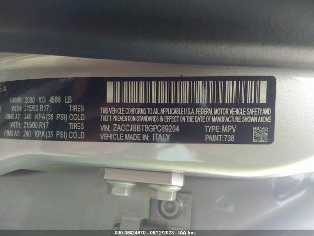 ZACCJBBT8GPC69204 Jeep Renegade Latitude