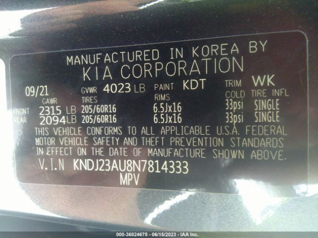 KNDJ23AU8N7814333 KIA SOUL LX
