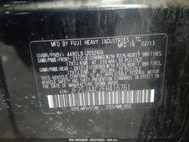 JF2SJAAC2EH416761 Subaru Forester 2.5i