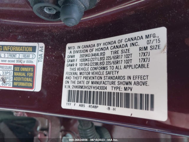 Honda CR-V EX 2015 2HKRM3H52FH543004 Image 9