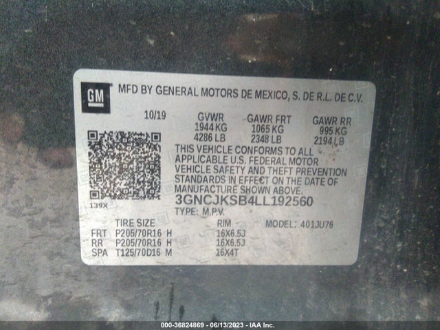 Chevrolet TRAX LS 2020 3GNCJKSB4LL192560 Image 9