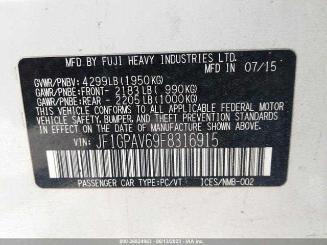 JF1GPAV69F8316915 Subaru Impreza Wagon 2.0i Sport Limited