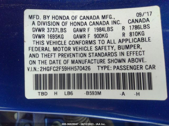 Honda Civic Sedan Lx 2017 2HGFC2F59HH570426 Image 9