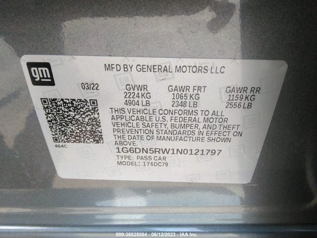 2022 Cadillac CT5, VIN: 1G6DN5RW1N0121797