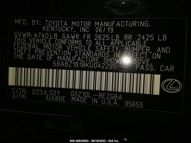 2019 Lexus ES, VIN: 58ABZ1B18KU042295