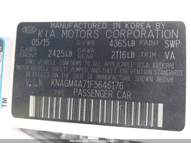 KIA Optima Lx 2015 KNAGM4A71F5646176 Image 10