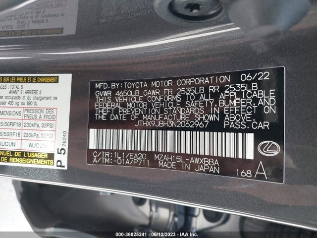 2022 Lexus UX, VIN: JTHX9JBH3N2062967