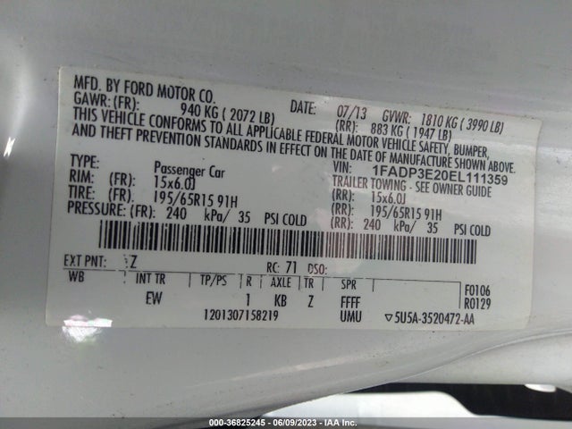 Ford FOCUS S 2014 1FADP3E20EL111359 Image 9