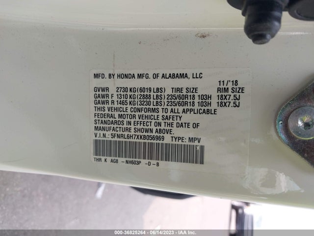 Honda Odyssey Ex-l 2019 5FNRL6H7XKB056969 Image 16