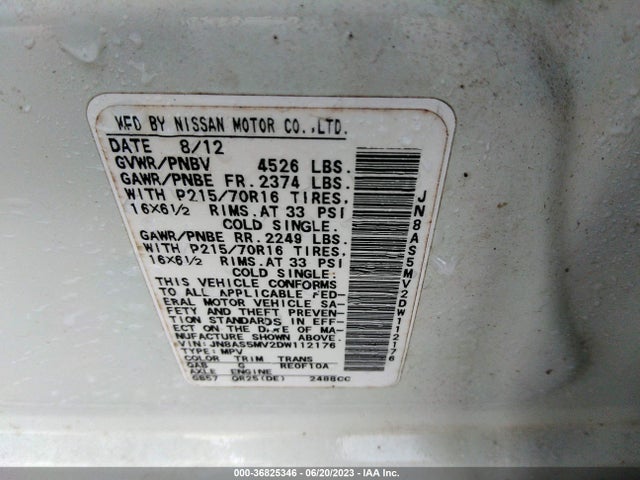 2013 NISSAN ROGUE S VIN: JN8AS5MV2DW112176