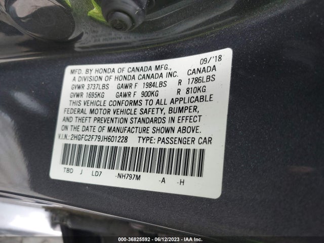 Honda Civic Sedan Ex 2018 2HGFC2F79JH601228 Image 9