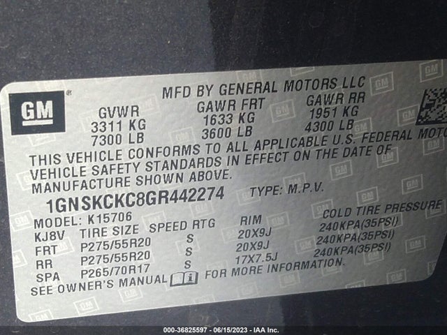 Chevrolet Tahoe Ltz 2016 1GNSKCKC8GR442274 Image 9