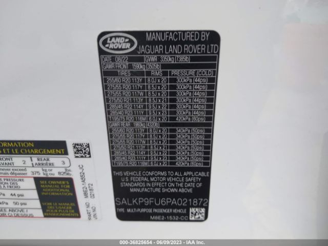 SALKP9FU6PA021872 Land Rover Range Rover Se