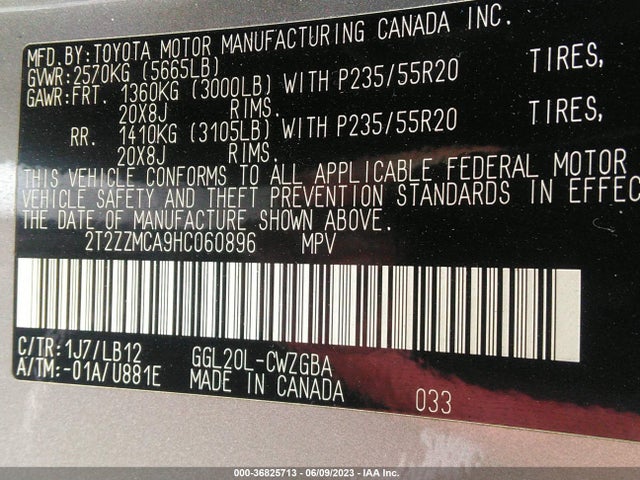 2T2ZZMCA9HC060896 Lexus Rx Rx 350