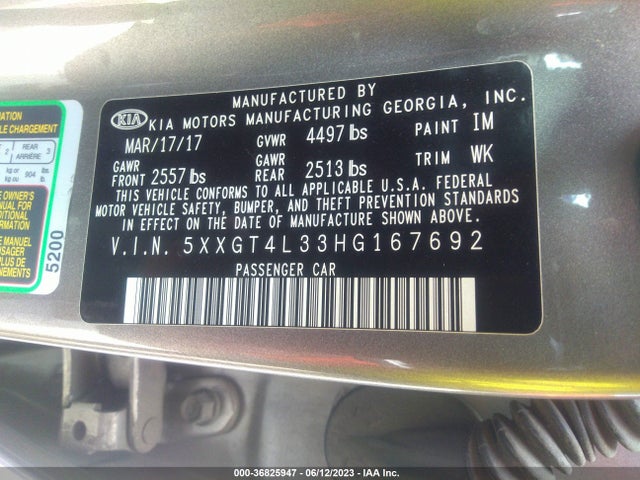 KIA Optima Lx 2017 5XXGT4L33HG167692 Image 9