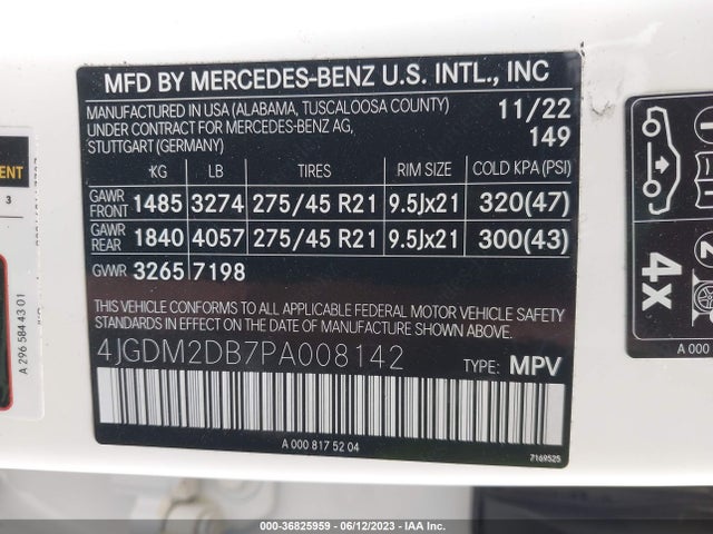 2023 Mercedes-Benz EQS, VIN: 4JGDM2DB7PA008142
