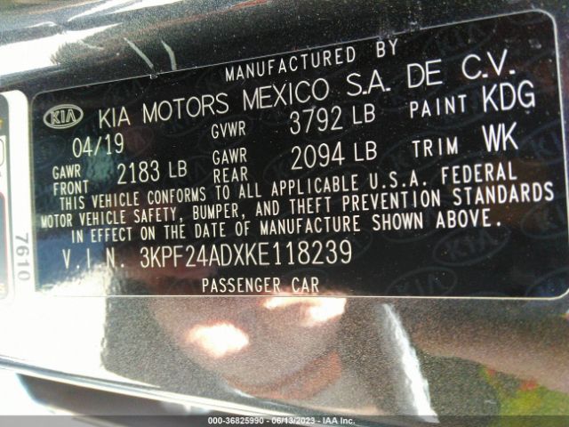3KPF24ADXKE118239 KIA Forte Lxs