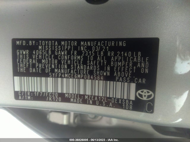 Toyota COROLLA SE 2021 5YFP4MCE6MP084564 Image 16