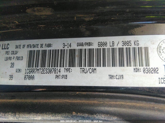 1C6RR7MT2ES307814 RAM 1500 Sport