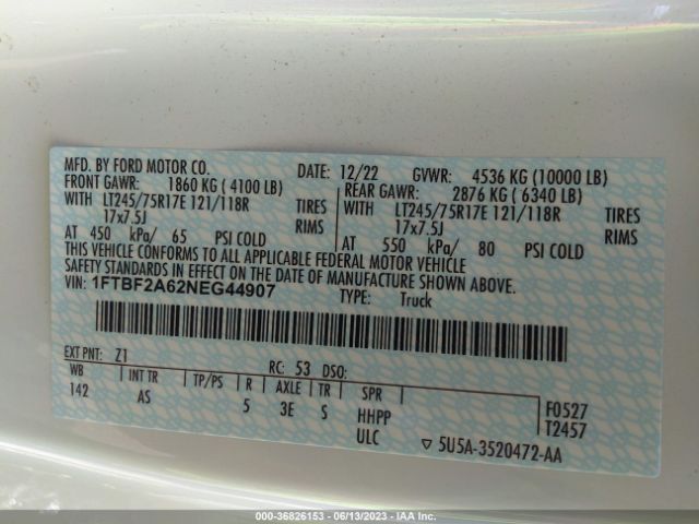 1FTBF2A62NEG44907 Ford Super Duty F-250 Srw Xl/xlt