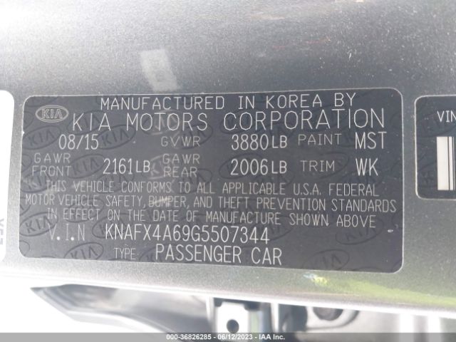 KNAFX4A69G5507344 KIA FORTE LX