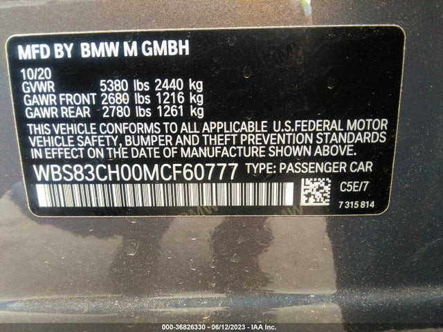 2021 BMW M5, VIN: WBS83CH00MCF60777