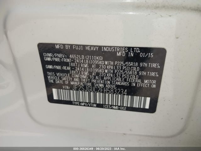 JF2SJGUC2FH583234 Subaru Forester 2.0xt Touring