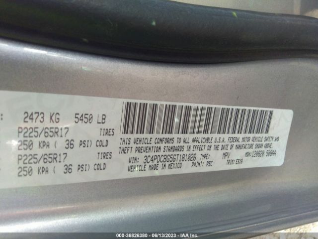 3C4PDCBG5GT181026 Dodge Journey Sxt