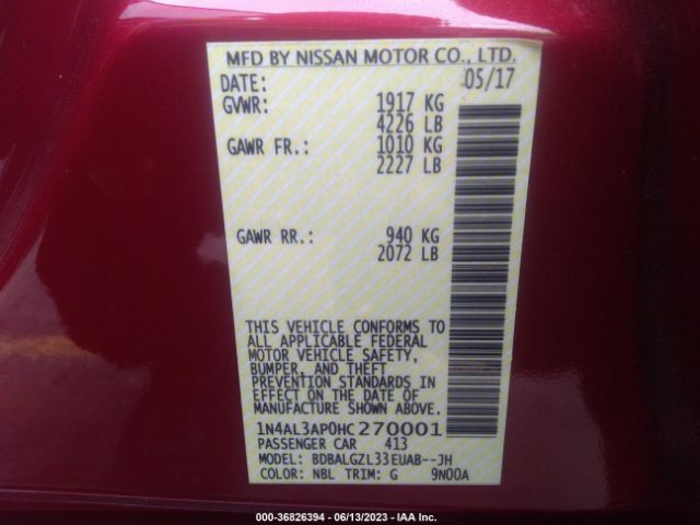 1N4AL3AP0HC270001 Nissan Altima 2.5 S