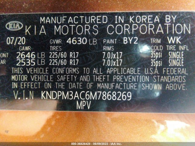 KNDPM3AC6M7868269 KIA Sportage Lx