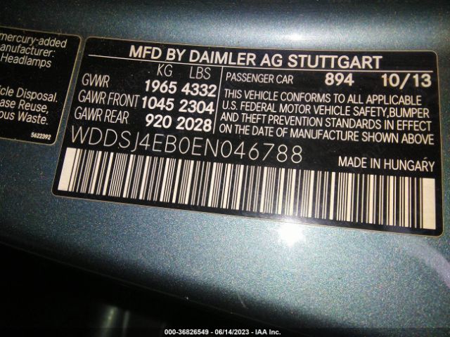 WDDSJ4EB0EN046788 Mercedes-Benz Cla-class Cla 250