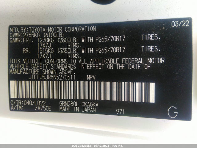 Toyota 4runner Sr5 Premium 2022 JTEFU5JR8N5270611 Image 9