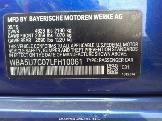 WBA5U7C07LFH10061 BMW 3 Series M340i