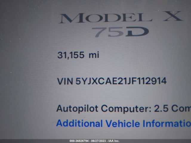 5YJXCAE21JF112914 Tesla Model X 75d/100d/p100d