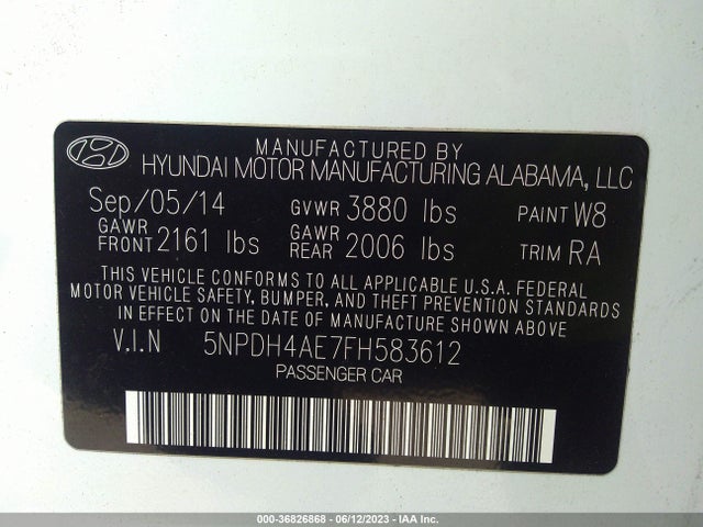 Hyundai ELANTRA SE 2015 5NPDH4AE7FH583612 Image 10