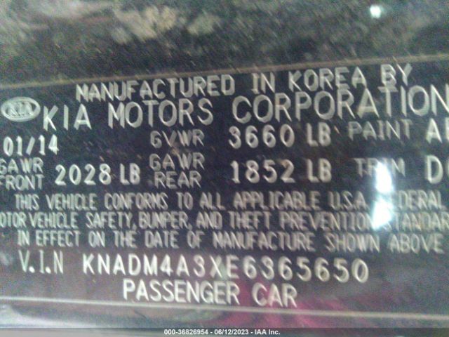 KNADM4A3XE6365650 KIA RIO LX
