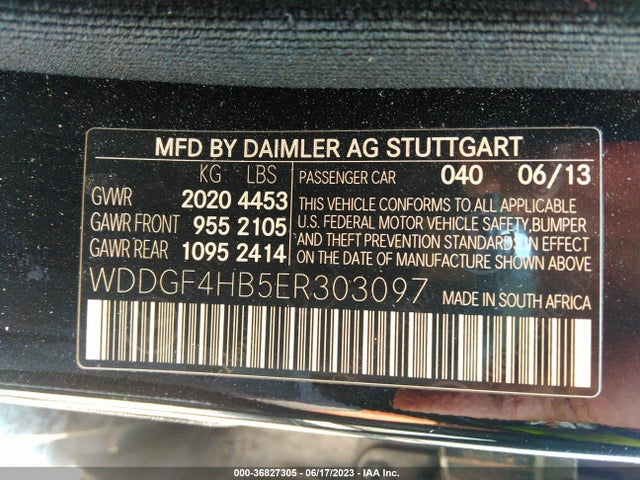 2014 MERCEDES-BENZ C-CLASS C 250 VIN: WDDGF4HB5ER303097